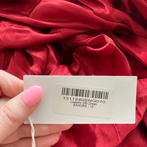 NWT Reformation Casette Maxi Silk Dress Sz 10 Sangre Cowl Neck Open Back Cut-out - Picture 3 of 11